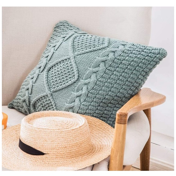 Sunflower Yellow Braided Cozy Knit Farmhouse Boho Pillow Cover for Dorm/Bed/Sofa - Picture 4 of 8